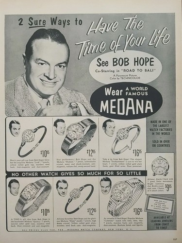 Pubblicità bob hope 1952 per - bob,